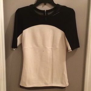 Cream and white short sleeve top